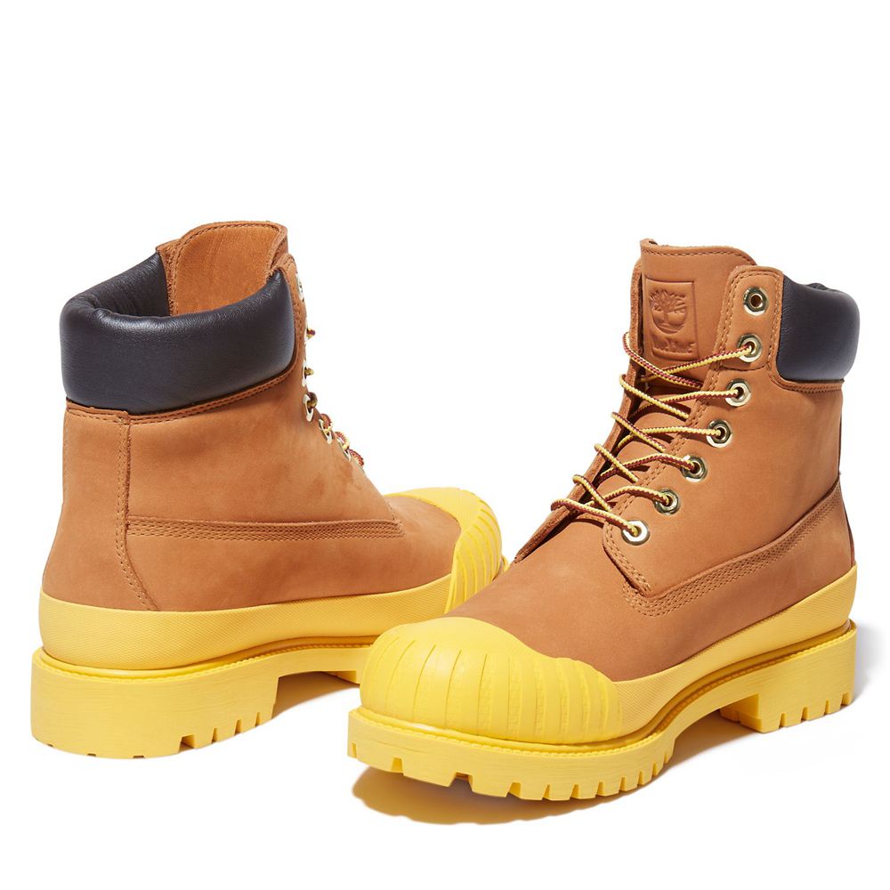 Bocanci 6-Inch Timberland Barbati Maro/Galbeni - Bee Line X Waterproof Rubber Toe - Romania - IRJZOQ